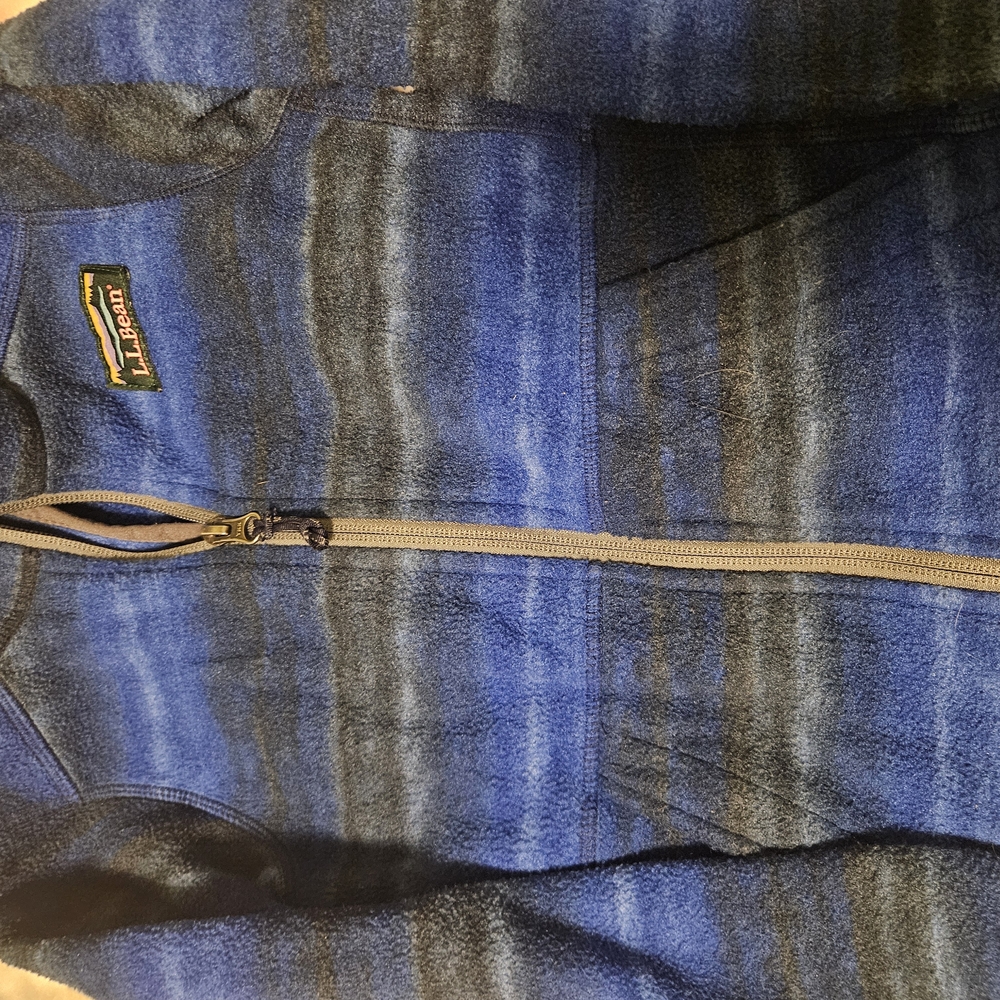 L.L.Bean Blue Striped Fleece Jacket